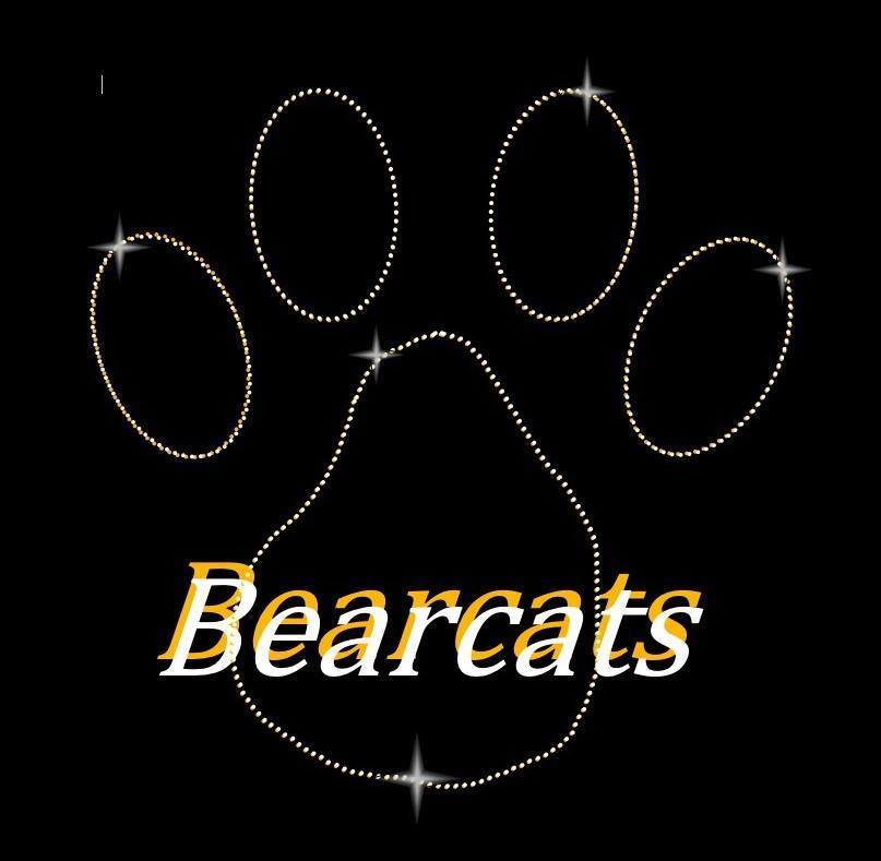 A bearcat paw outline in sparkling gold.